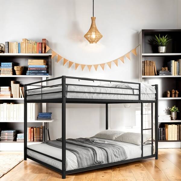 slide 2 of 8, Full Over Full Metal Bunk/Loft Bed Frame, Frame Bed, No Noise, 400 Lbs Black