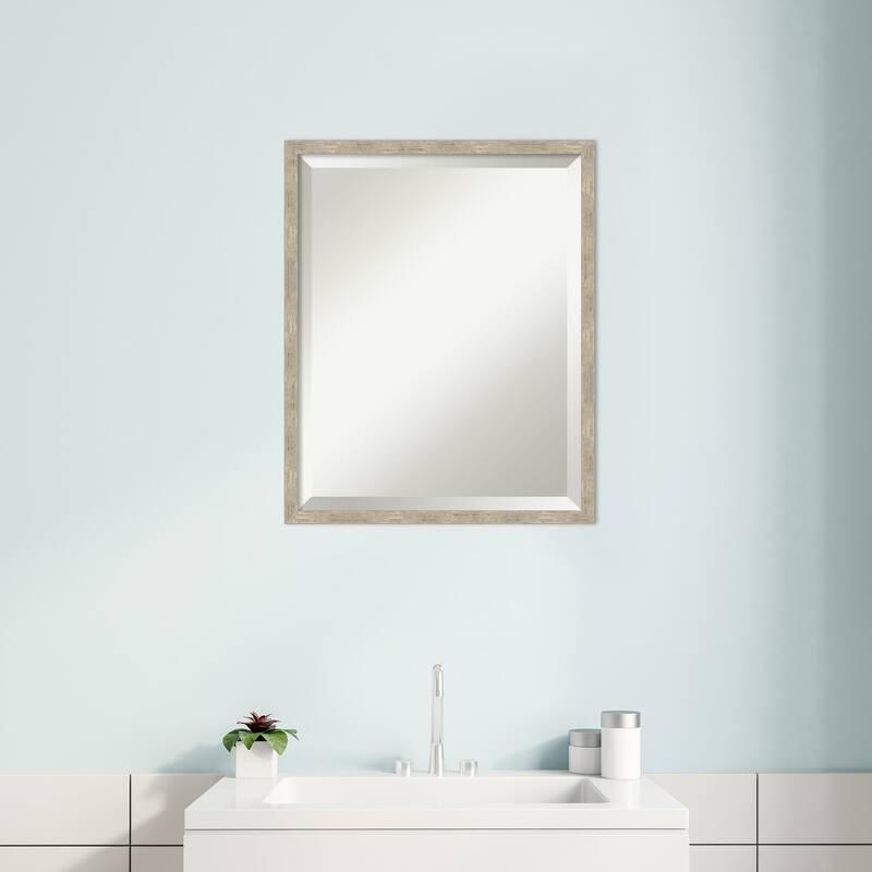 Imprint Beveled Wood Framed Bathroom Vanity Wall Mirror