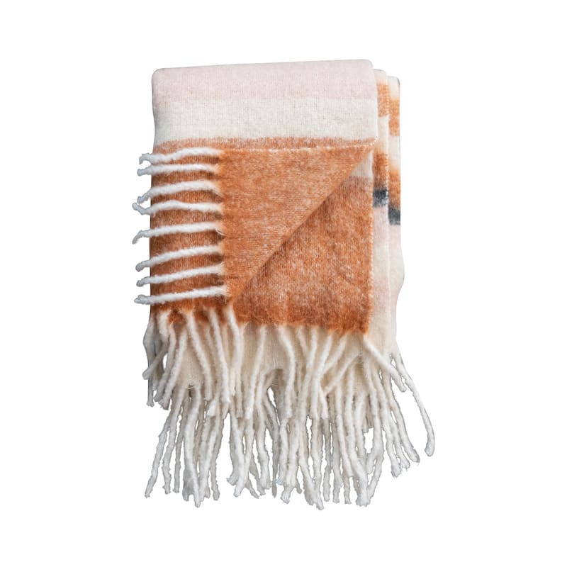 Striped Acrylic and Wool Throw Blanket