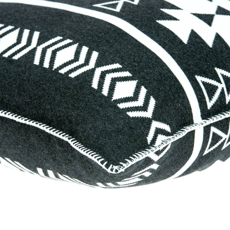 20” Black and White Sioux Southwestern Knitted Square Throw Pillow