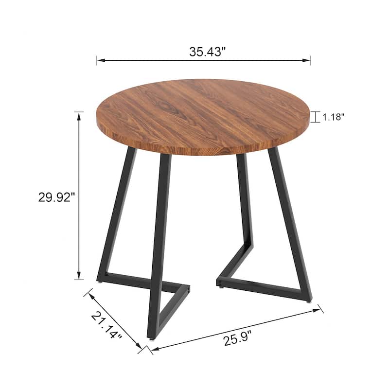 VECELO 35.43'' Round Butterfly Leg Dining Table for 4 MDF Top Kitchen Table Kitchen & Dining Room Tables