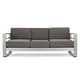 preview thumbnail 2 of 7, Cape Coral Outdoor Cushioned Aluminum Sofa with Tray by Christopher Knight Home