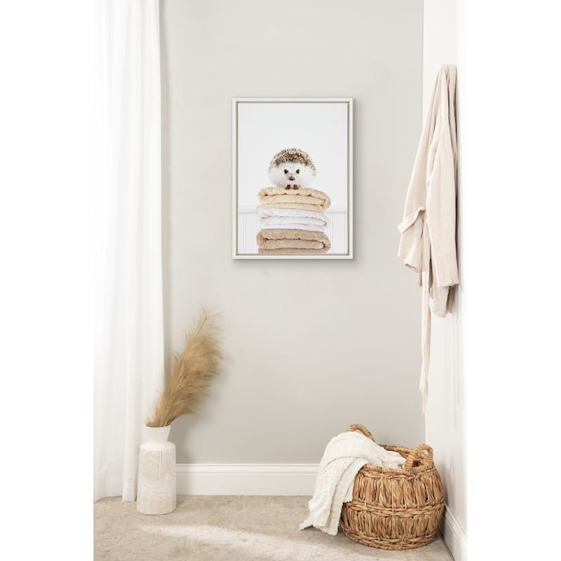 Kate and Laurel Sylvie Fold Hedgehog 1 Framed Canvas by Amy Peterson