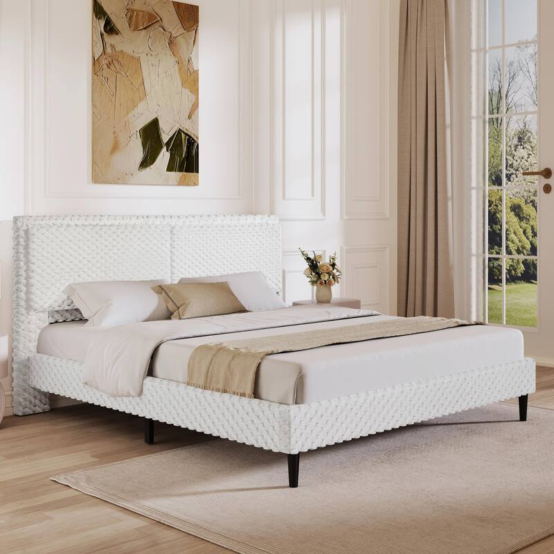Simple Modern White Plush Soft Bed - Comfortable Backrest for Bedroom