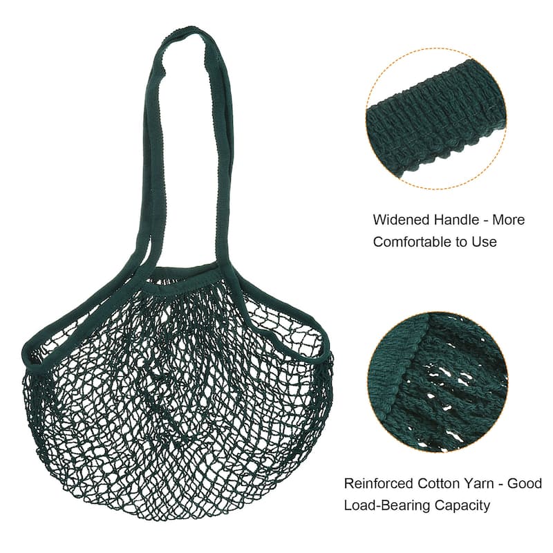 Cotton Mesh Bag, 15x12.2" Long Handle Mesh Net Grocery Bags 2 Pcs