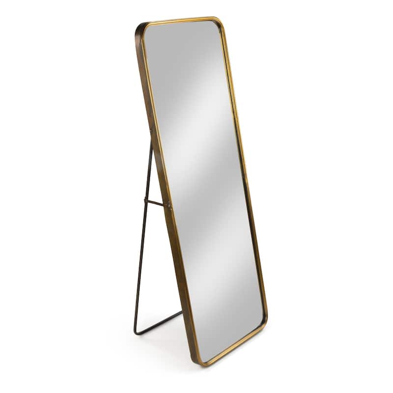 55" Gold Metal Floor Mirror with Easel Back