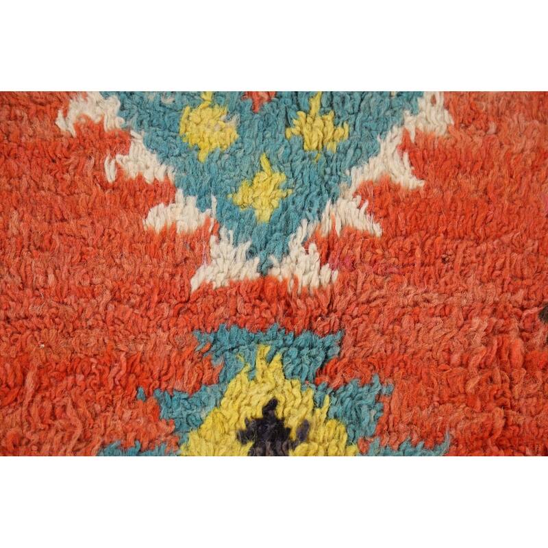 Orange Moroccan Oriental Area Rug Handmade Wool Carpet - 6'1" x 9'6"