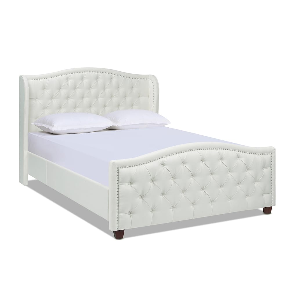 Upholstered Queen Platform Bed Frame with Foam Padding, Woven Detailing, Olefin Fabric, and No Box Spring Required
