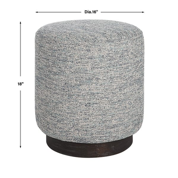 Plush Upholstered Pouf Ottoman - 18" - Blue and White