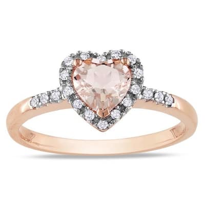 Miadora 10k Pink Gold Morganite and 1/10ct TDW Diamond Heart Ring (G-H, I2)