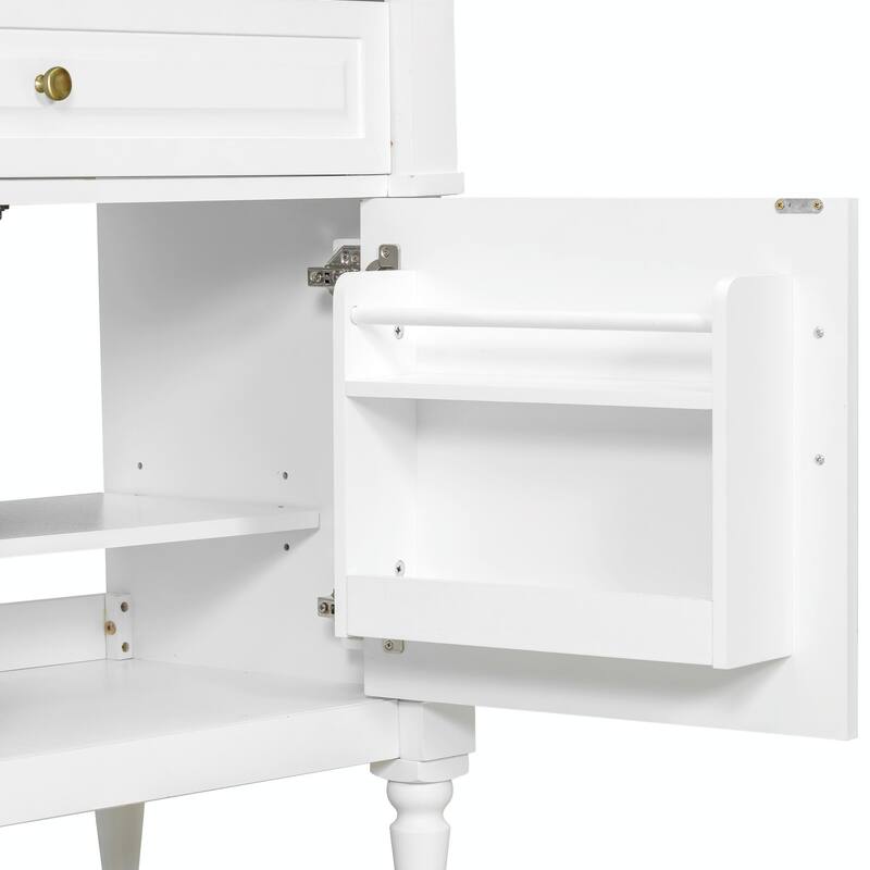 36" Bathroom Vanity with Sink, Freestanding Bathroom Cabinet with Ceramic Basin, Flip Drawer