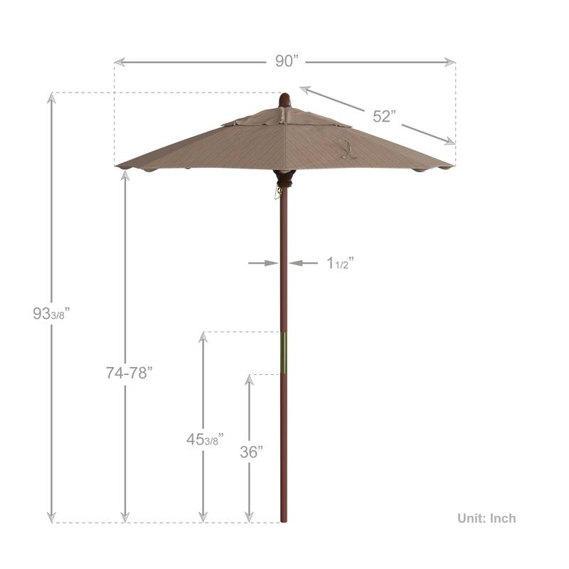 Port Lavaca 7.5ft Round Wood Umbrella by Havenside Home, Base Not Included
