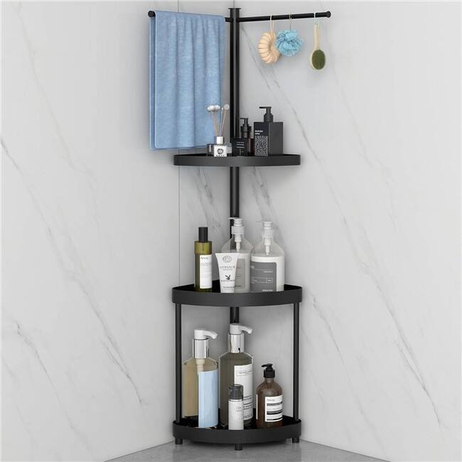 Standing Shower Tray - 3 Tier Corner Shower Tray with Towel Bar Bathroom Corner Shower Tray - 9.8 x 12.7 x 44.2 inches