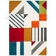 preview thumbnail 58 of 84, SAFAVIEH Hollywood Tatianna Mid-Century Modern Abstract Rug 5'3" x 7'6" - Ivory/Peacock Blue - Rectangle