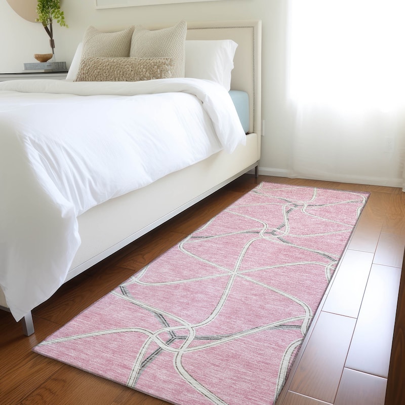 Premium Washable Super Soft Contemporary Geo Mayfield Rug - Pink - 2'3" x 7'6"