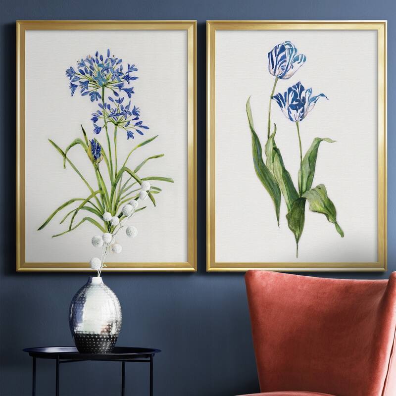 Blue Lively Botanical I Premium Framed Print - Ready to Hang - Multi-Color