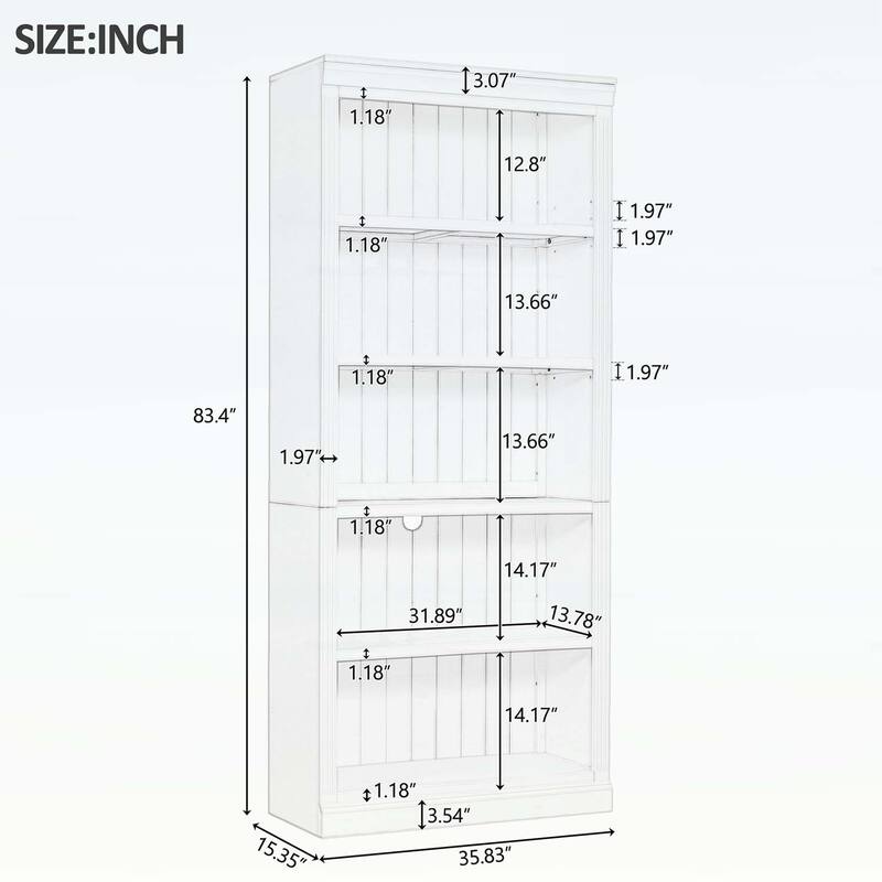 5-Tier Wood Bookcase for Books and Decor