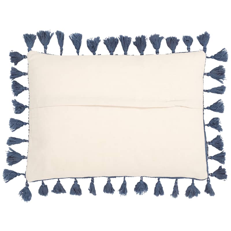 SAFAVIEH Home Ry 14 x 20-inch Grey/Blue Cotton Lumbar Pillow