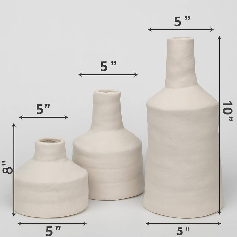 White Set of 3 Vintage Ceramic Candle Holders for Elegant Home Decor