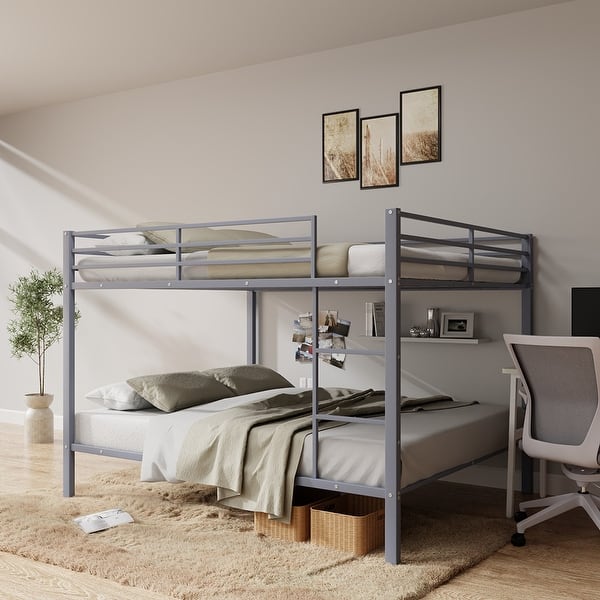 slide 2 of 22, Heavy Duty Metal Bunk Bed, Built-In Ladder, Safety Rails, No Boxspring Grey