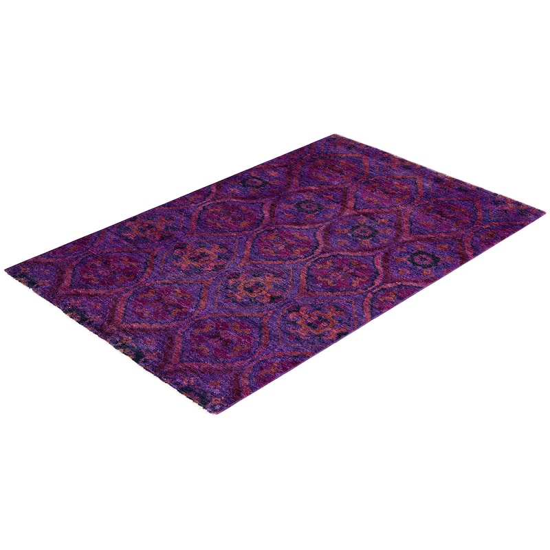Overdyed, One-of-a-Kind Hand-Knotted Area Rug - Purple - 3' 10" x 5' 10"