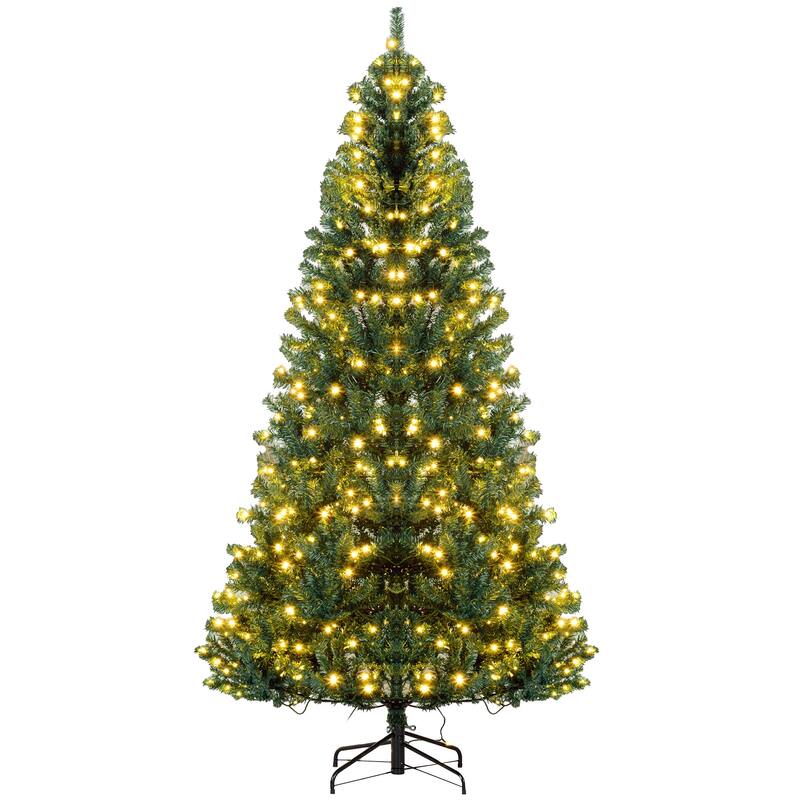 HOMCOM Pre-Lit Douglas Fir Tree - Realistic Branches, Warm White LED Lights, Green