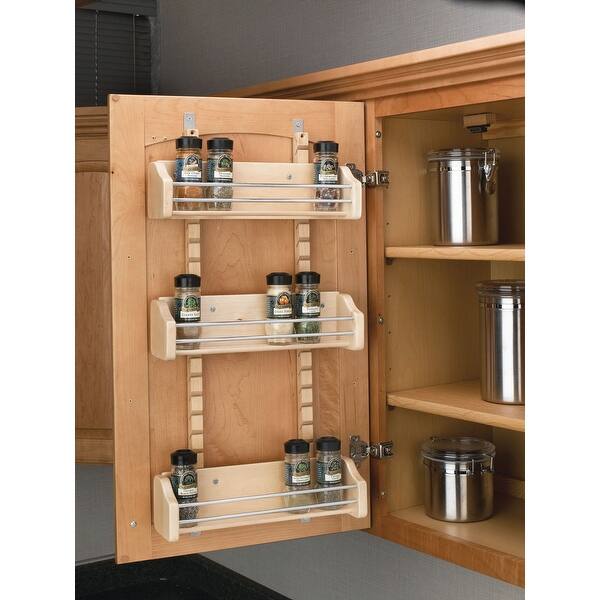 Rev A Shelf 4asr 18 4asr Series Adjustable Door Mount Spice Rack With Natural Wood Overstock 17176713