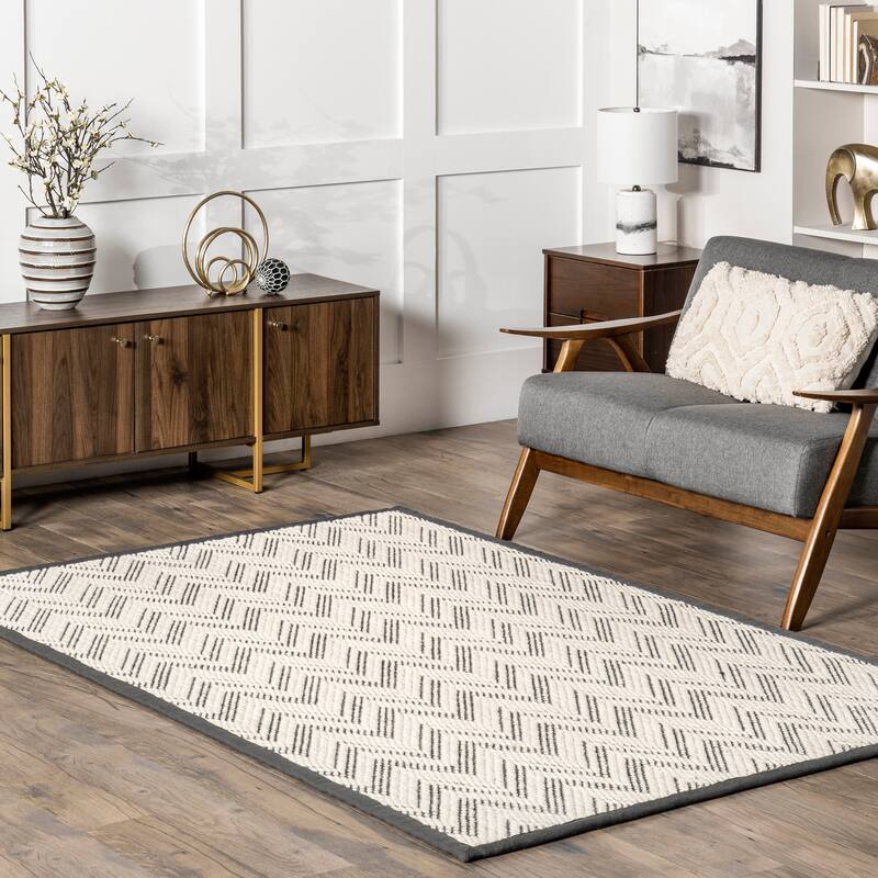 Nuloom Rozi Chevron Wool and Sisal Area Rug - 5' x 8' - Grey - Rectangle