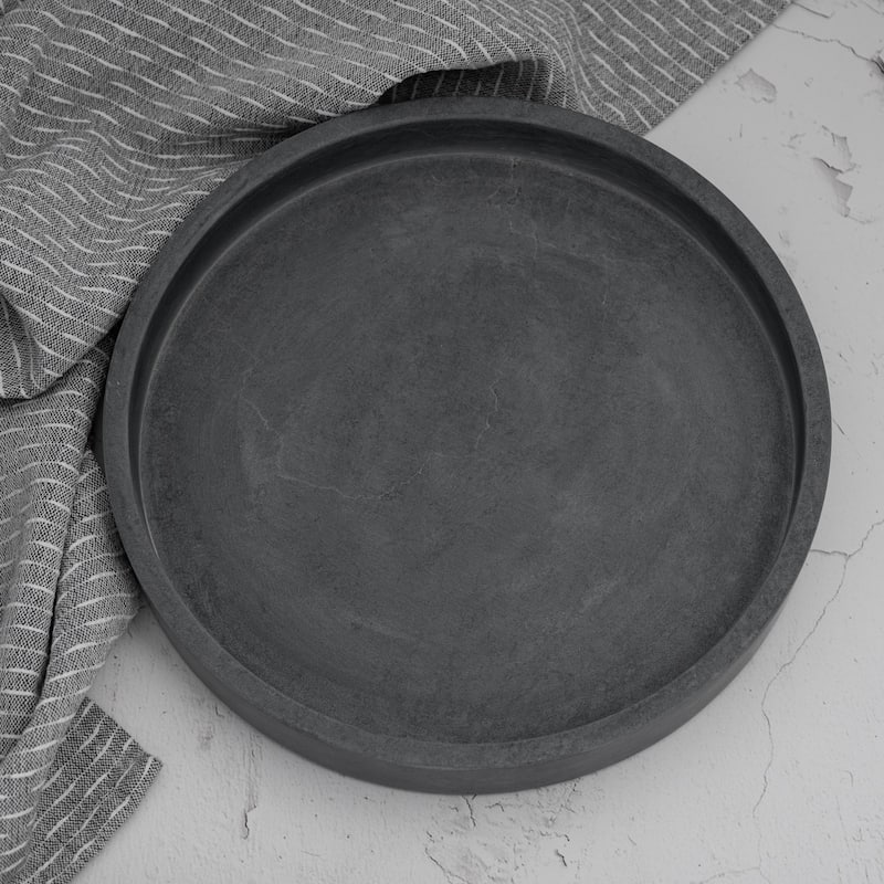 Lg. Soapstone Round Tray 10"Dia -ST