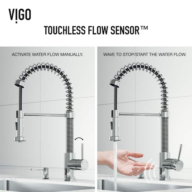 VIGO Edison 19" H Single Handle Pull-Down Sprayer Kitchen Faucet Set with Touchless Sensor