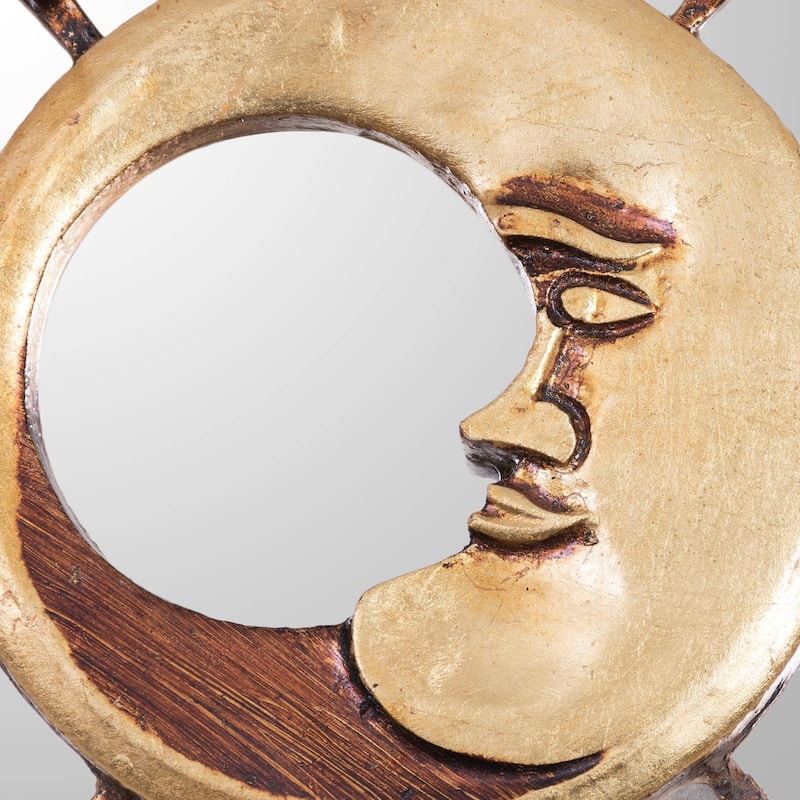 Handmade Bright Eclipse Bronze leaf wall mirror (Peru)