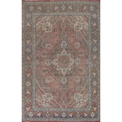 Floral Tabriz Persian Vintage Area Rug Handmade Wool Carpet - 7'4"x 11'2"