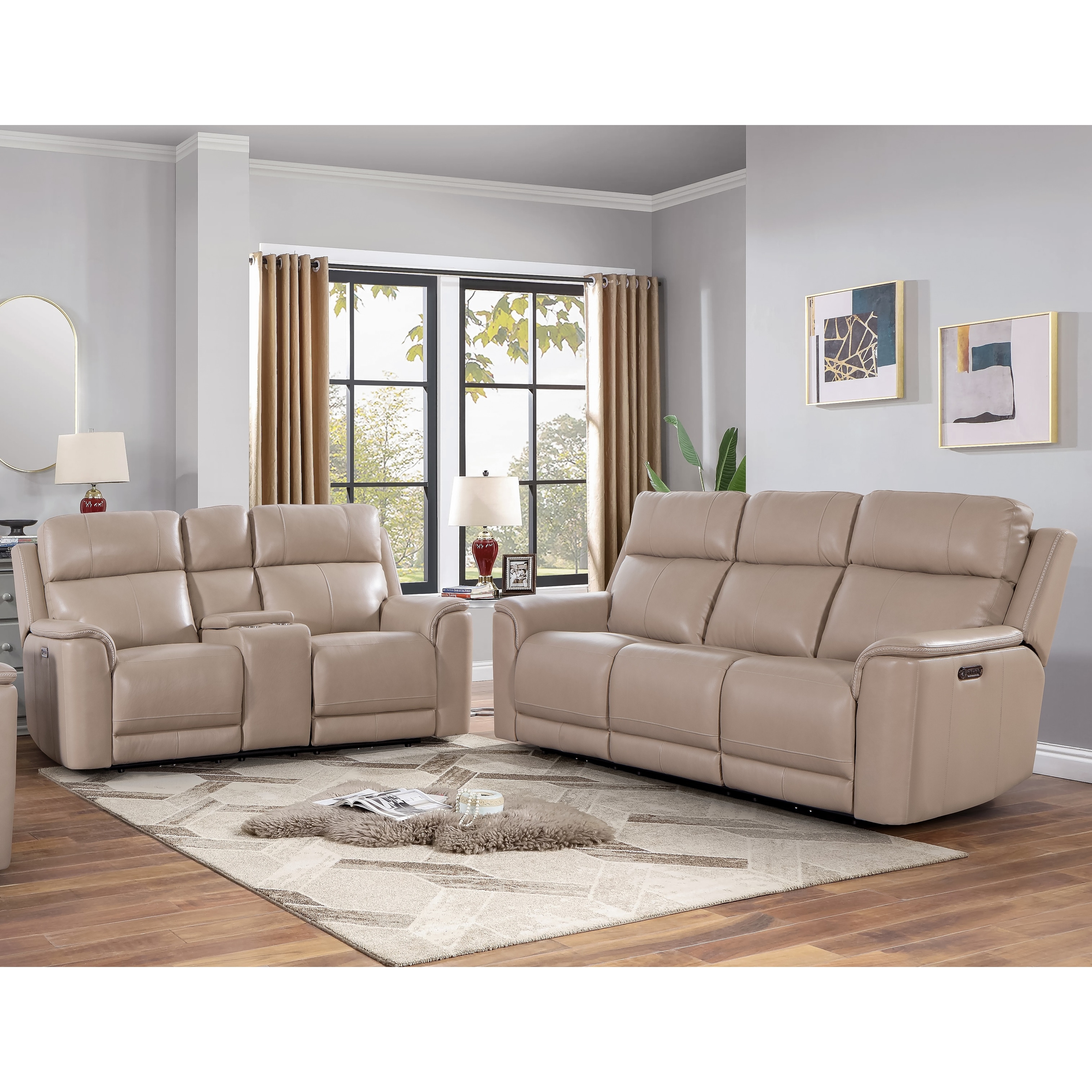 Riley Top Grain Italian Leather 2-piece Living Room Set