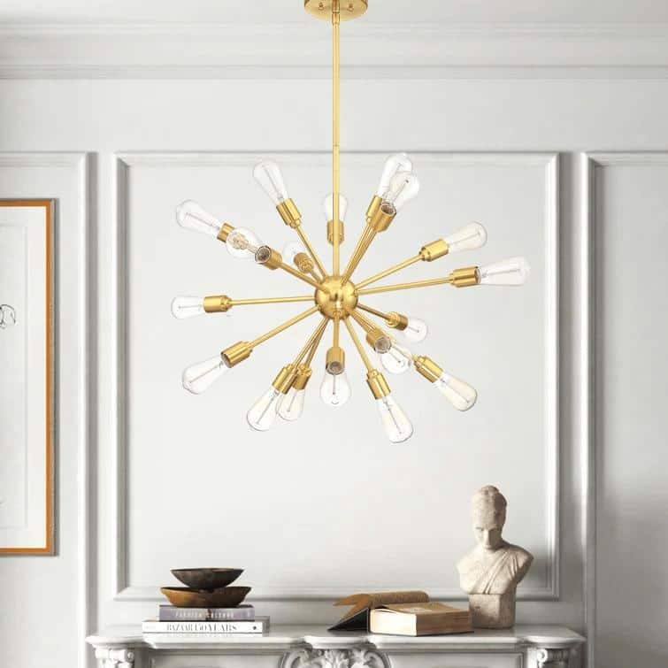 18-Light Modern Indoor Sputnik Chandelier With Soft Gold - N/A