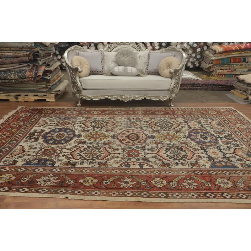 Hand Knotted Oriental 100% Wool Carpet Traditional Floral Beige & Ivories Mahal Area Rug - 12' 3'' X 8' 6''