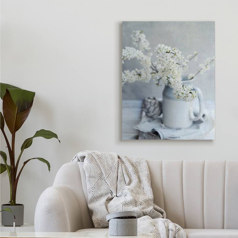 Stupell White Blossom Florals in Soft Country Mug Canvas Wall Art