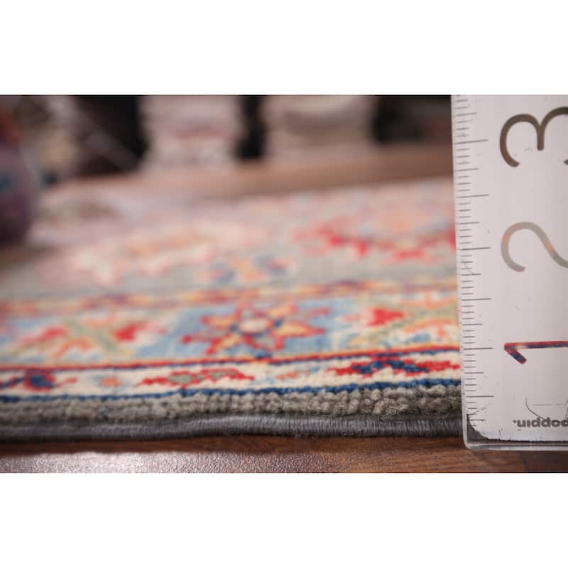 Gray Geometric Kazak Oriental Foyer Rug Hand-Knotted Wool Carpet - 2'0" x 3'0"