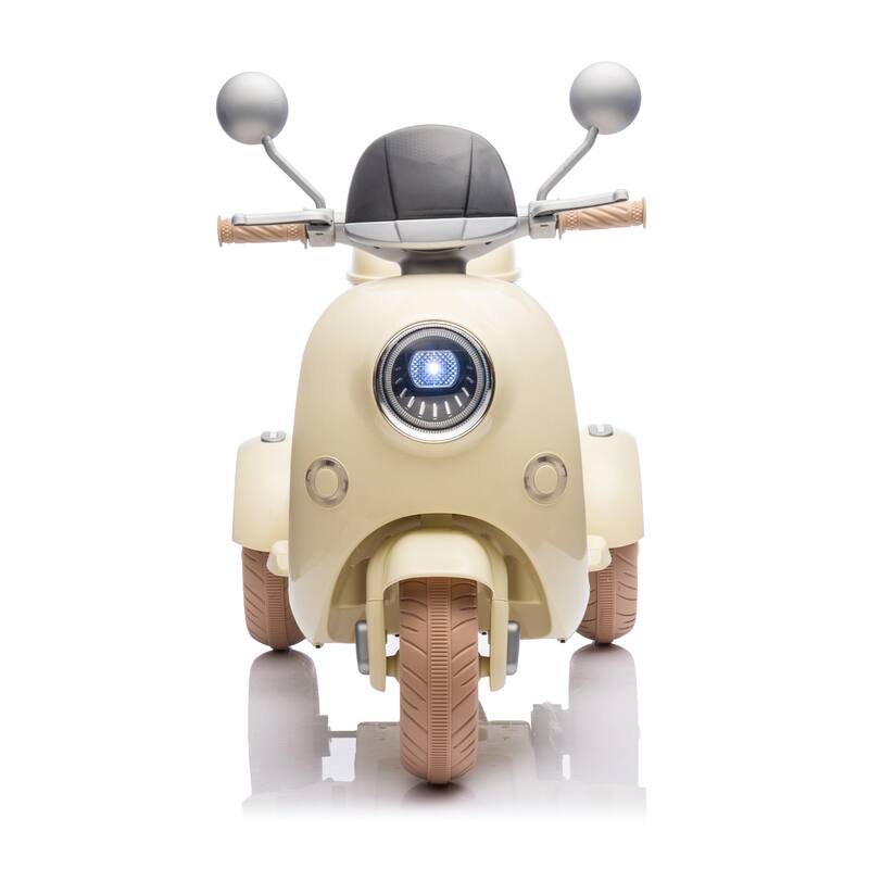 12V Ride-On Two-Seater Motorcycle for Kids, Three-Wheel Design, USB, Bluetooth, Adult Seat Flip, and Storage for Ages 3-6.