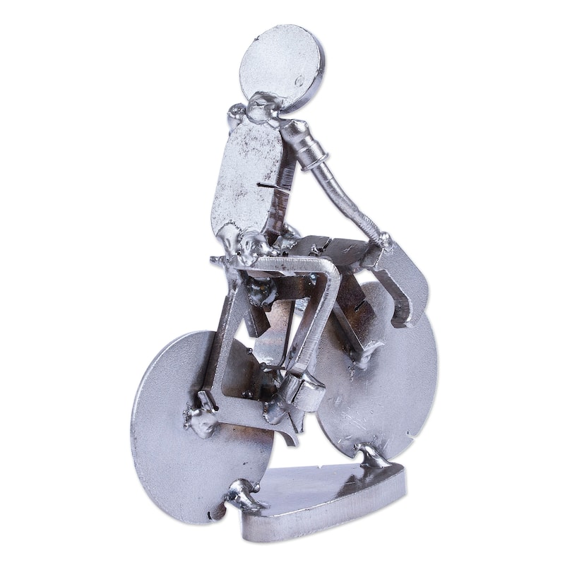 Novica Handmade Ecological Morning Recycled Scrap Metal Statuette