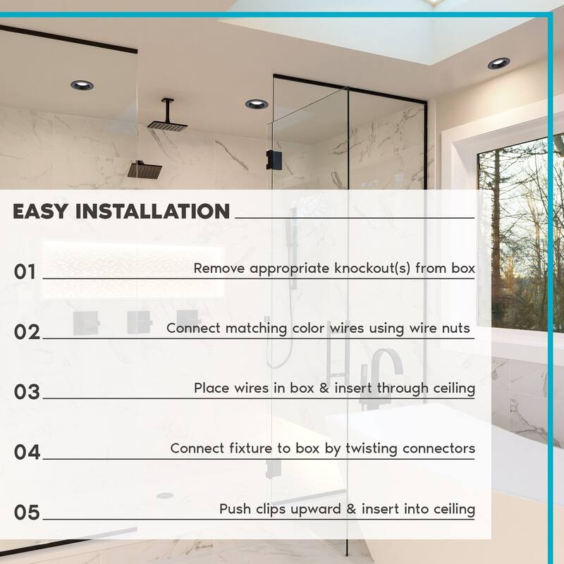 Luxrite 4 Inch LED Recessed Lighting, 18W, CRI 90, 5 Color Options 2700K-5000K, 1500 Lumens, Wet Rated - Black (4 Pack)