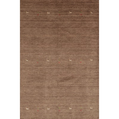 Hand Knotted Oriental 100% Wool Carpet Tribal Animal Pictorial Brown Gabbeh Area Rug - 7' 2'' X 5' 2''