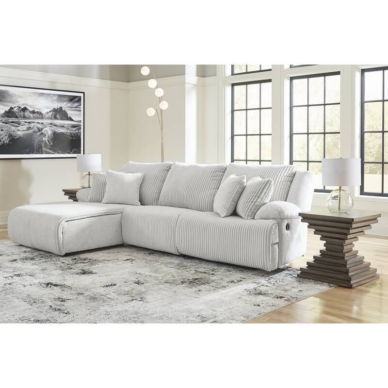 Signature Design by Ashley Top Tier 3-Piece Reclining Sectional with Chaise - 128"W x 74"D x 41"H - Left Facing - Grey