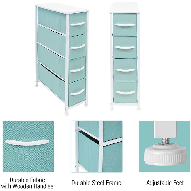 Narrow Dresser Tower with 4 Drawers - Vertical Storage for Bedroom