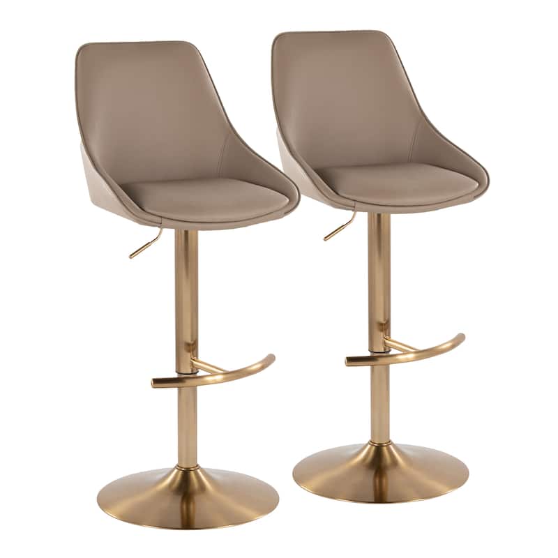 Silver Orchid Alba Adjustable Bar Stool with Rounded T Footrest (Set of 2)