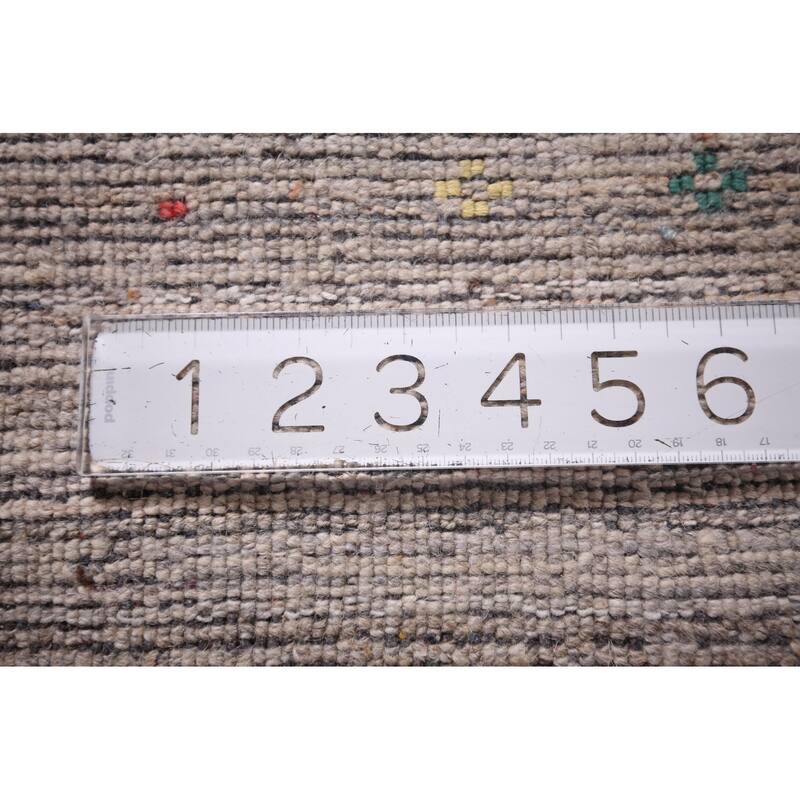 Tribal Striped Gabbeh Square Area Rug Handmade Wool Carpet - 7'10" X 7'11"