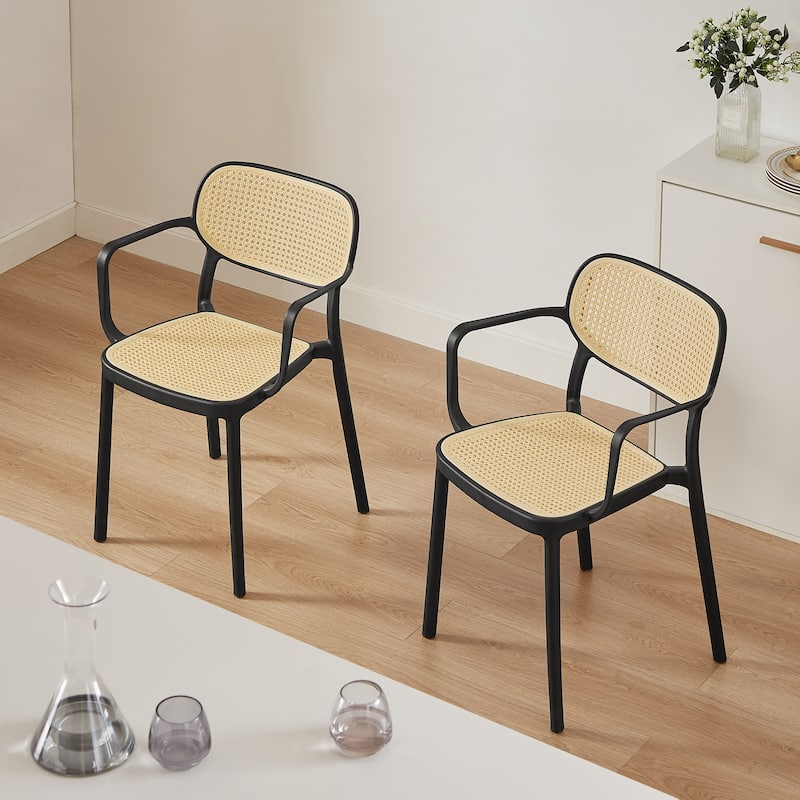 Art Leon Set of 2 Modern Stackable Indoor or Outdoor Dining Chair