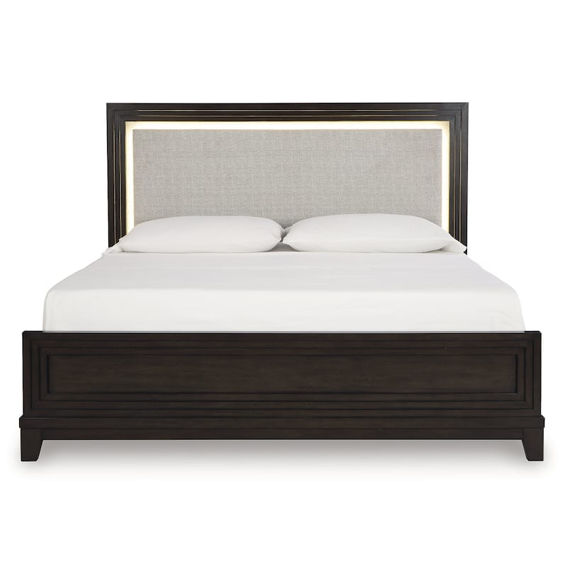 Signature Design by Ashley Neymorton Light Gray/Brown Upholstered Panel Headboard