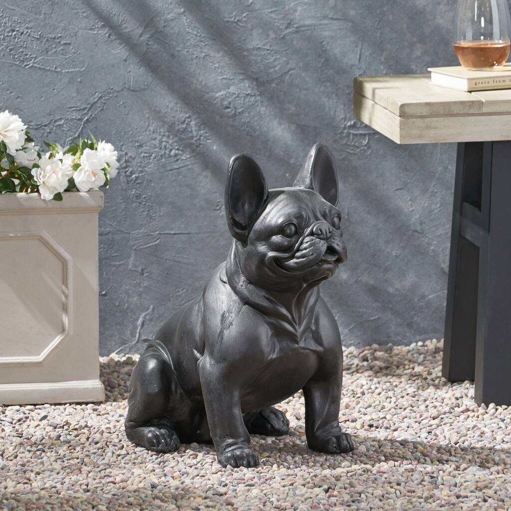Roomfitters 17-Inch French Bulldog Garden Statue, Cast Stone Outdoor Dog Sculpture