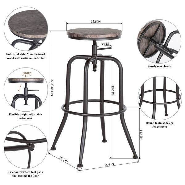dimension image slide 4 of 3, Carbon Loft Sofia Swivel Bar or Counter Height Stool (Set of 2)