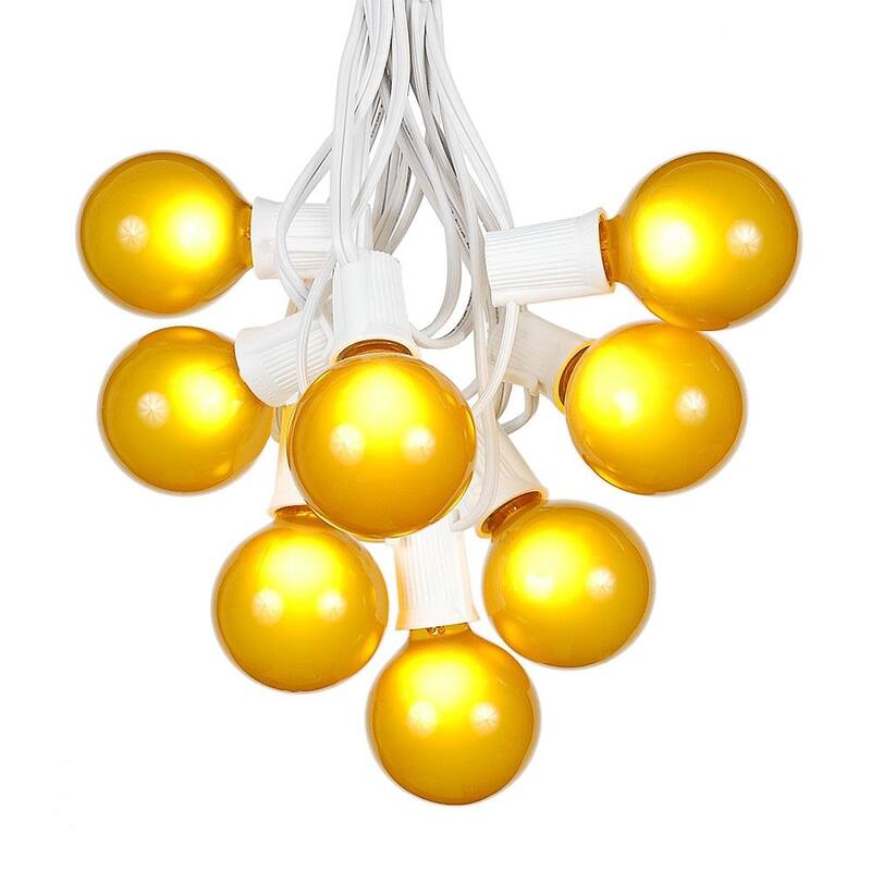 25 Foot G50 Outdoor Globe Patio String Lights - Set of 25 G50 Globe Bulbs - Yellow